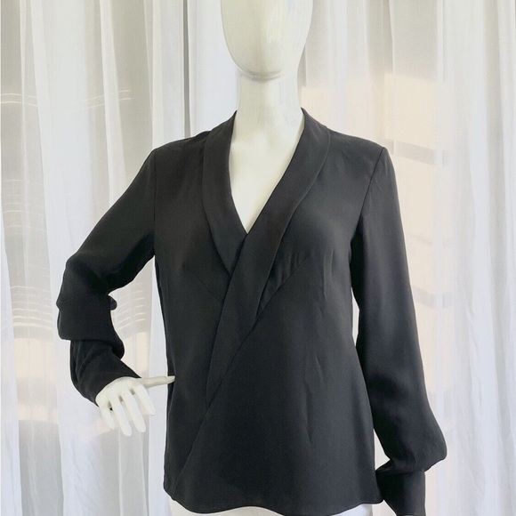 Lafayette 148 Carita Blouse Silk Black Size Small - Picture 6 of 7